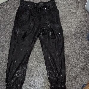 Sequin Black Kids Jogger Pants